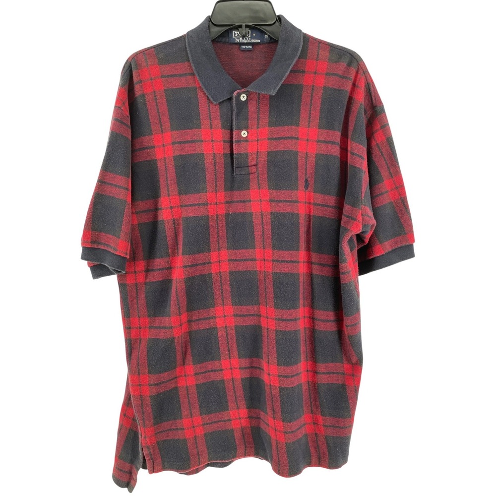 Polo Ralph Lauren Polo Shirt Mens XL Red Black Plaid Heritage Preppy Americana